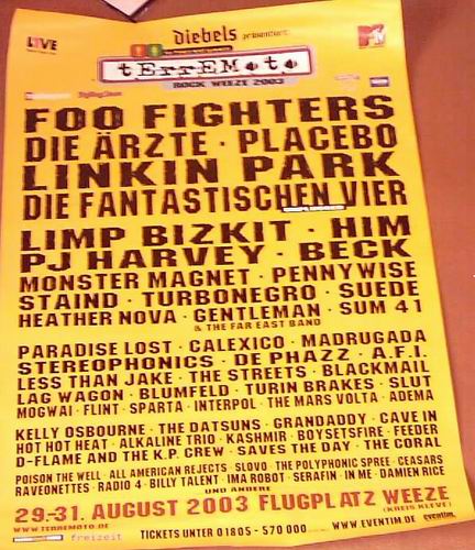 Terremoto Festival: Tourposter: Terremoto Festival