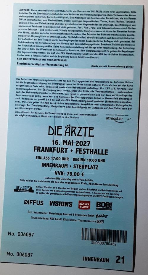 Eine Gänsehaut nach dem andern!: Ticket: Frankfurt (back)