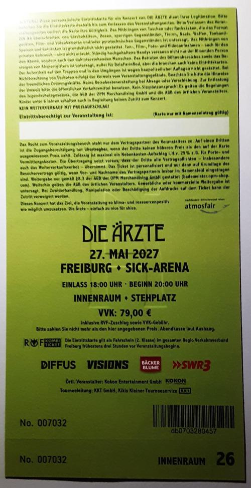 Eine Gänsehaut nach dem andern!: Ticket: Freiburg (back)