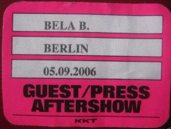 Bela B: Bela B.s Bingo-Show: Pass: Berlin, Columbiahalle