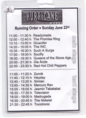 Einzelgigs: Pass: Hurricane Festival (back)