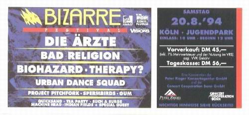 Sömmer der Libe: Ticket: Bizarre Festival